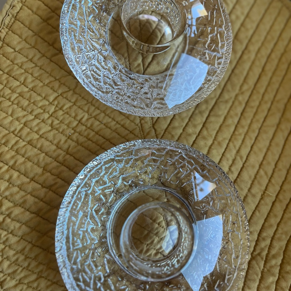 Orrefors Crystal Votive Discus Candle Holder Lars Hellsten Design